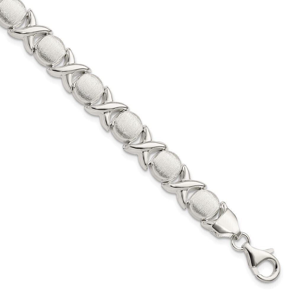 Kazi Luxury Sterling Silver Polished and Satin X and O Bracelet